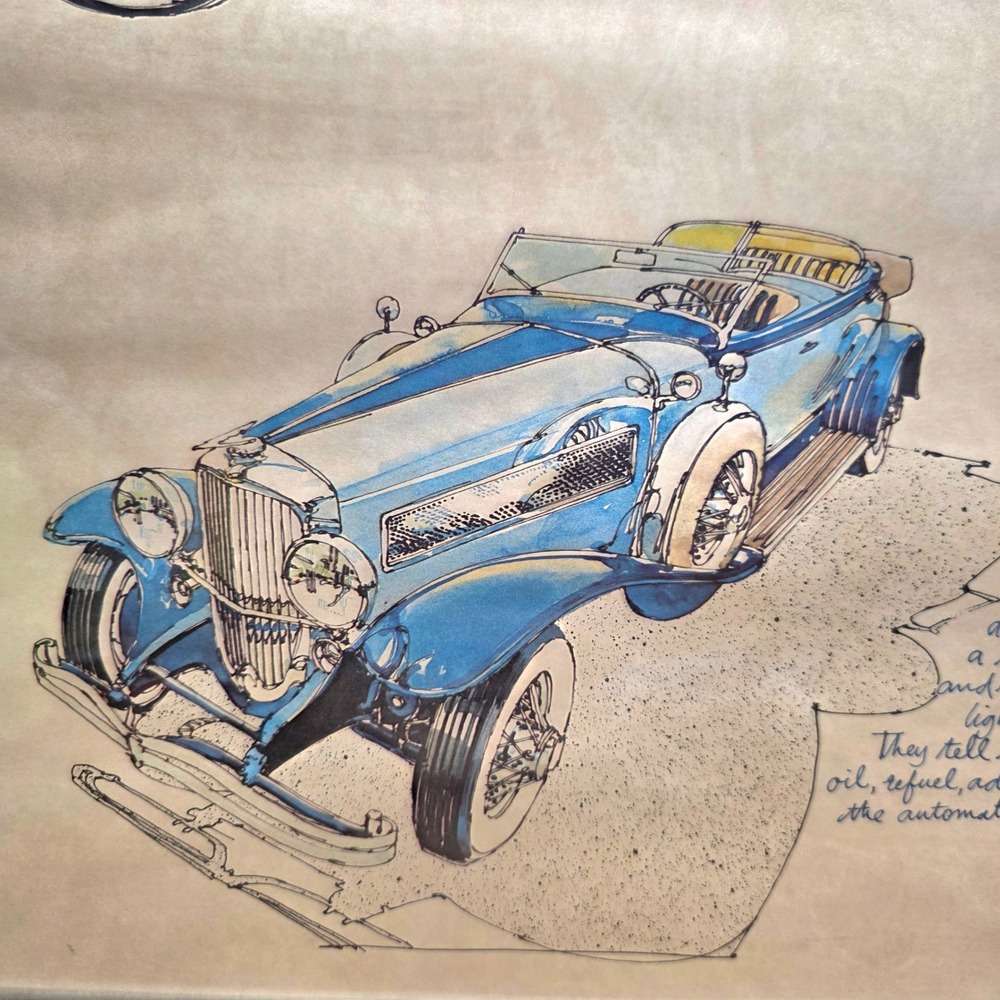 Ken Dallison 1929 Duesenberg J Phaeton Body 20" x 15" Signed‎ Framed Print - Picture 3 of 8